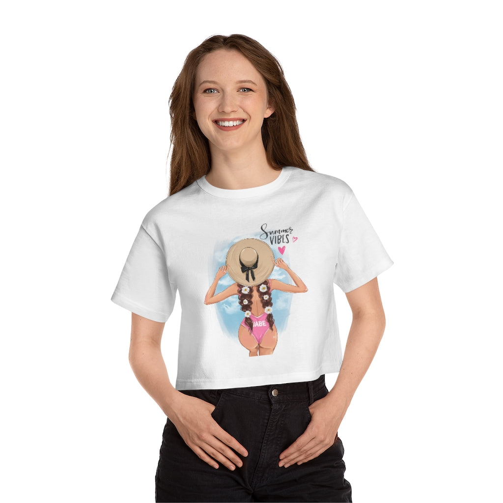 Summer Vibes Brown Hair Women's Cropped T-Shirt