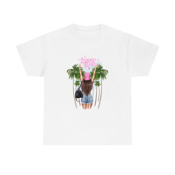 Summer Vibe Brown Hair Unisex Heavy Cotton Tee