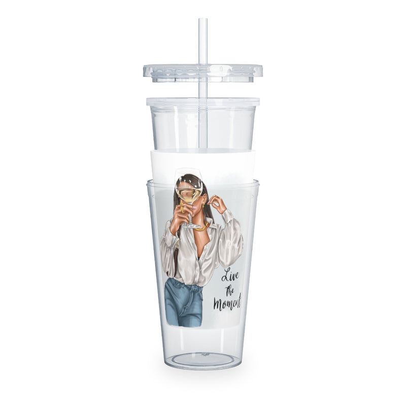 Live the Moment Plastic Tumbler with Straw