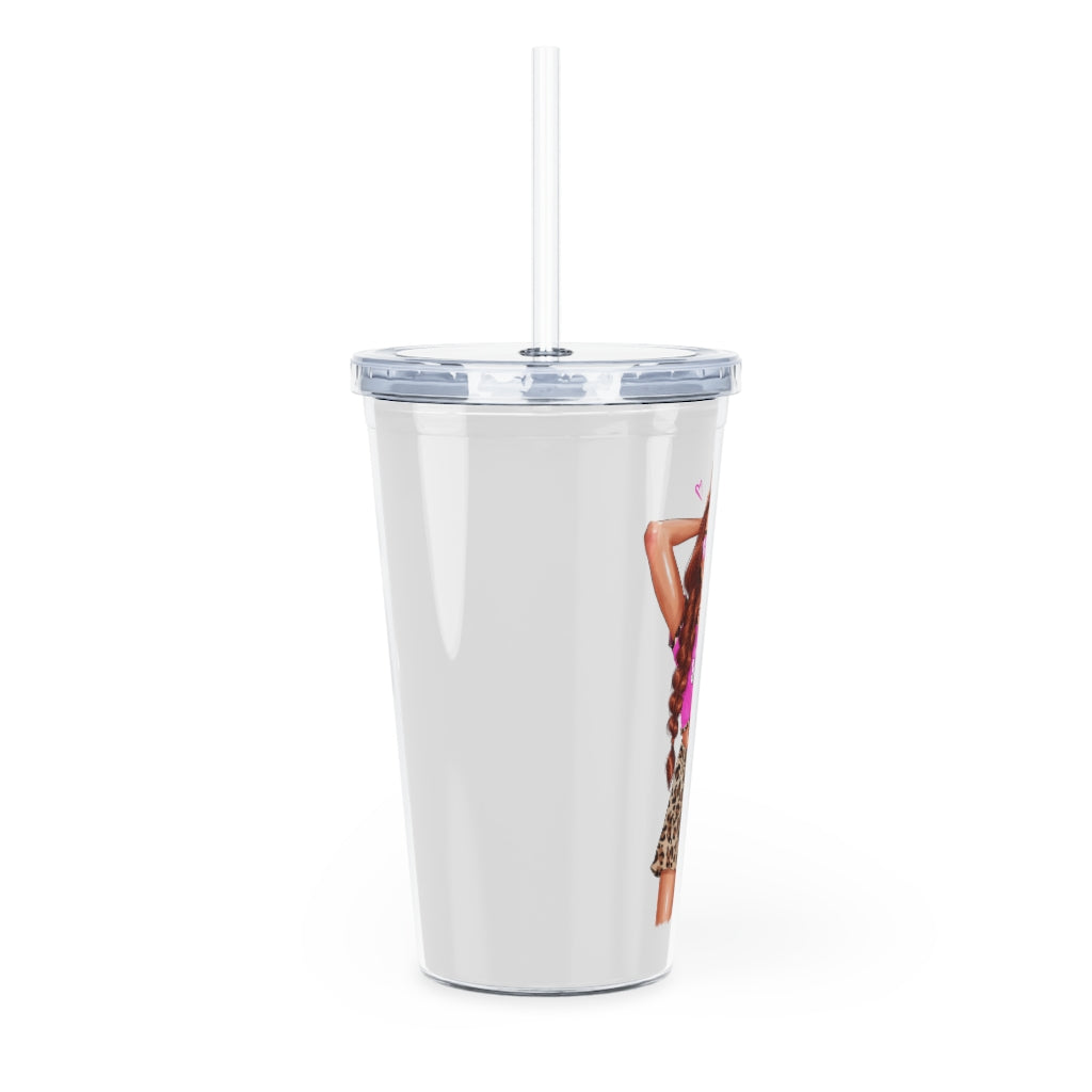 Life is Short Make it Sweet Red Hair Plastic Tumbler with Straw