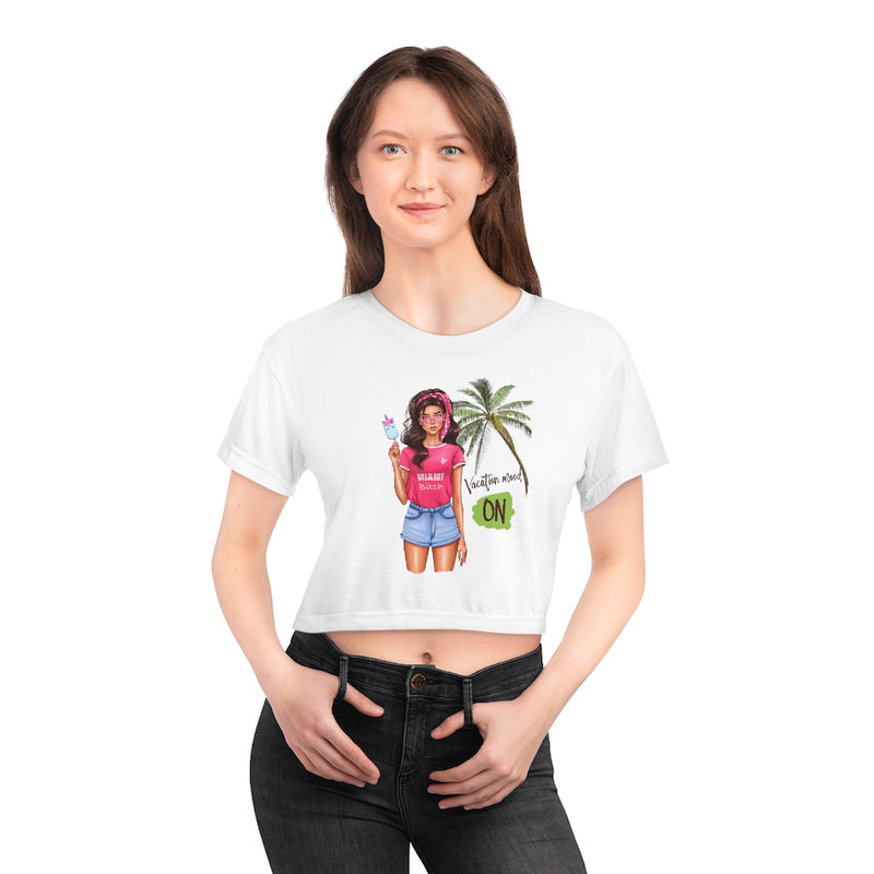 Vacation Mood On Brown Hair Crop Tee