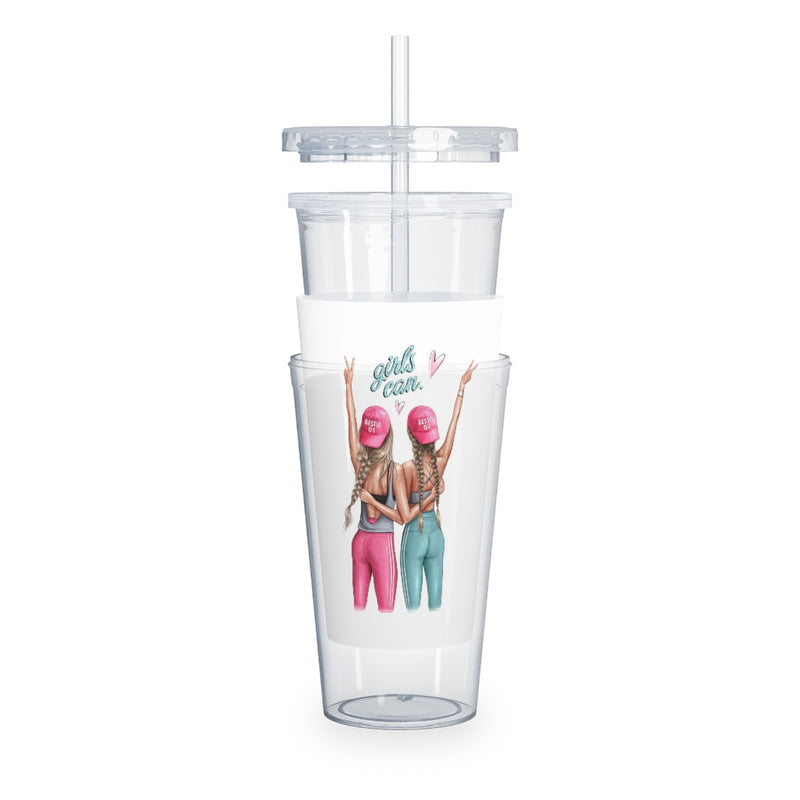 Girls Can Blond Hair Plastic Tumbler with Straw