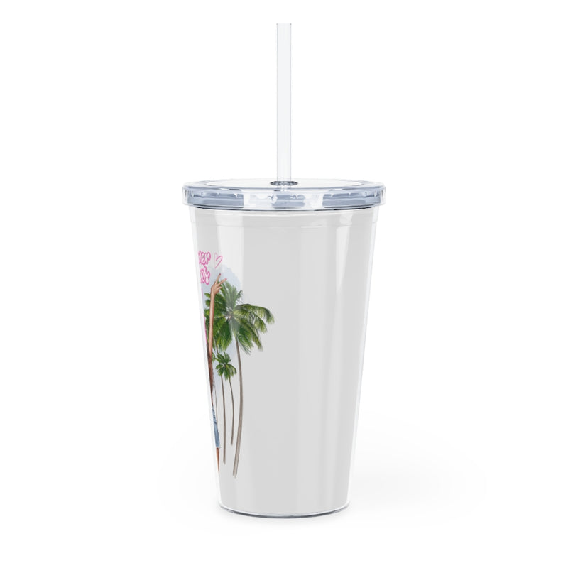Summer Vibes Red Hair Plastic Tumbler with Straw