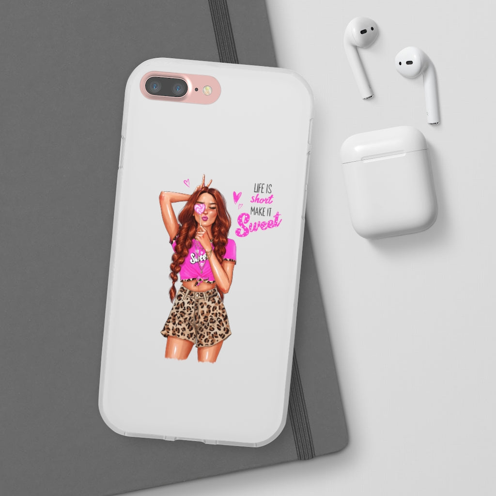 Life is Short Make it Sweet Red Hair Flexi Cases