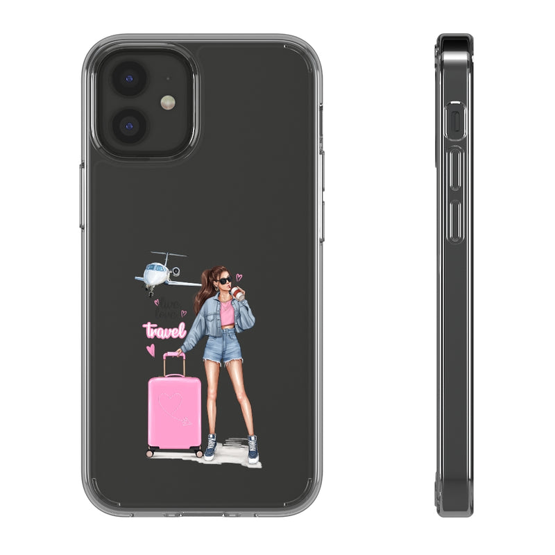 Live Love Travel Brown Hair Clear Case