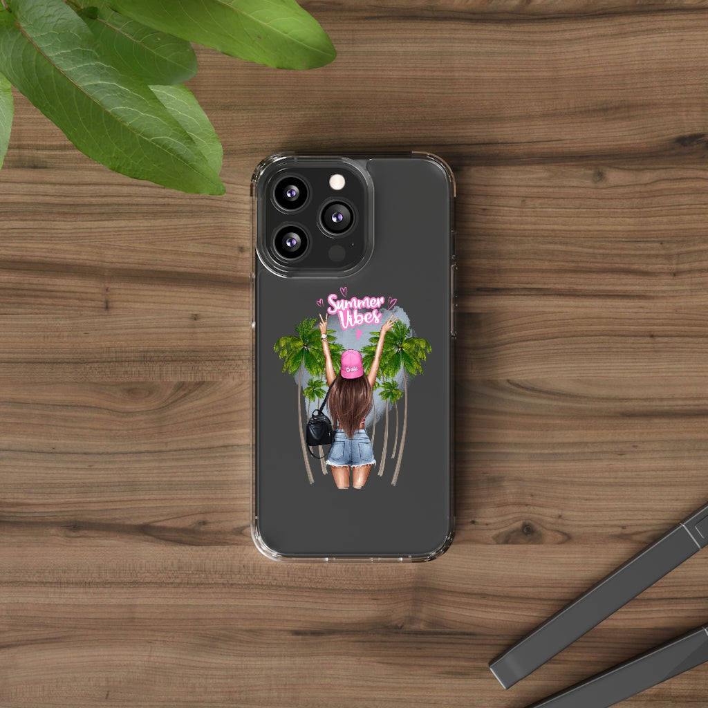 Summer Vibe Brown Hair Clear Case