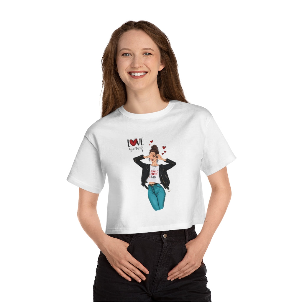 Love Yourself Brown Hair Women's Cropped T-Shirt
