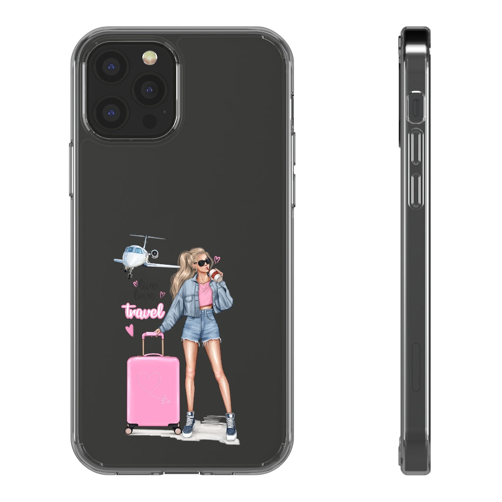 Live Love Travel Blond Hair Clear Case