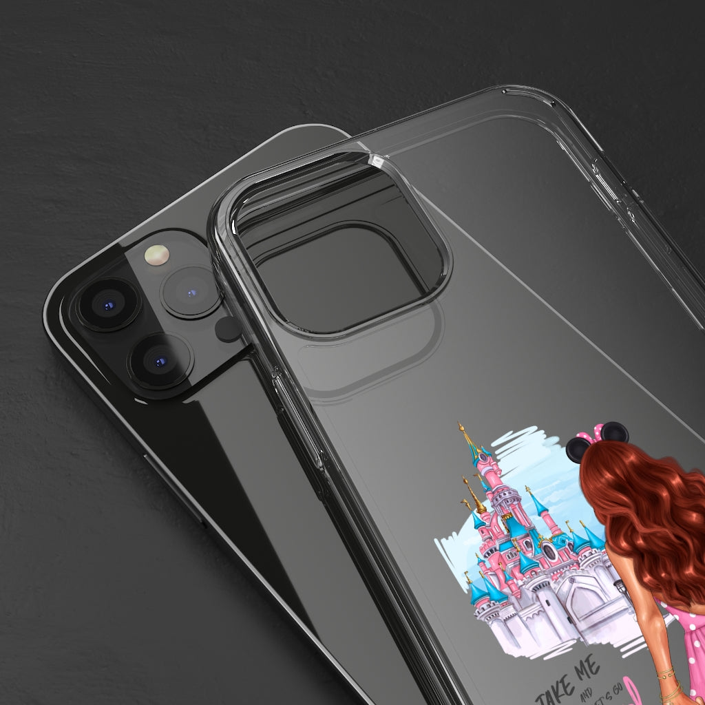 Take me and Let's go Travel Red Hair Clear Case