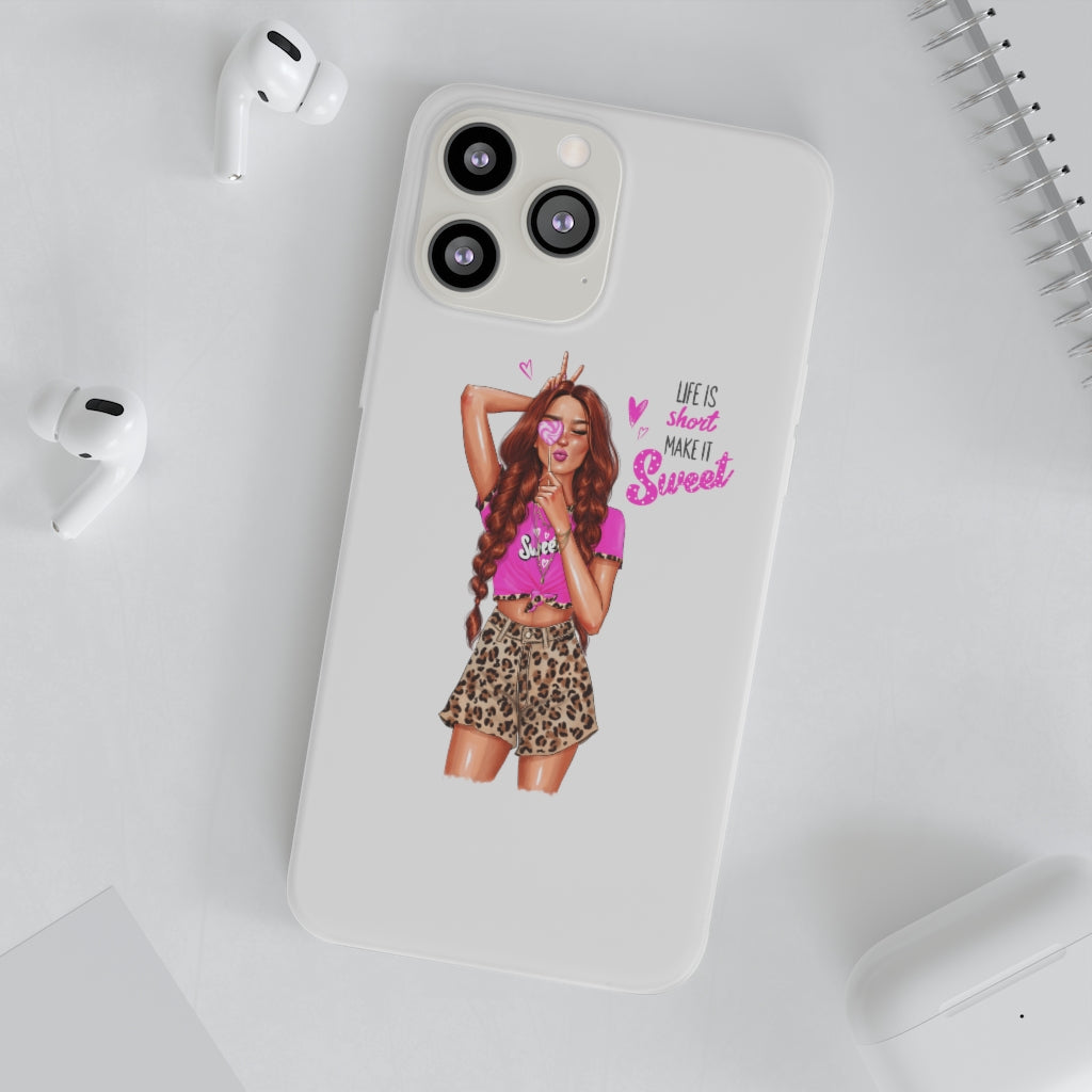 Life is Short Make it Sweet Red Hair Flexi Cases