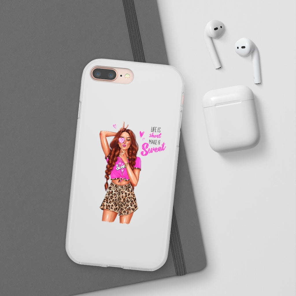 Life is Short Make it Sweet Red Hair Flexi Cases
