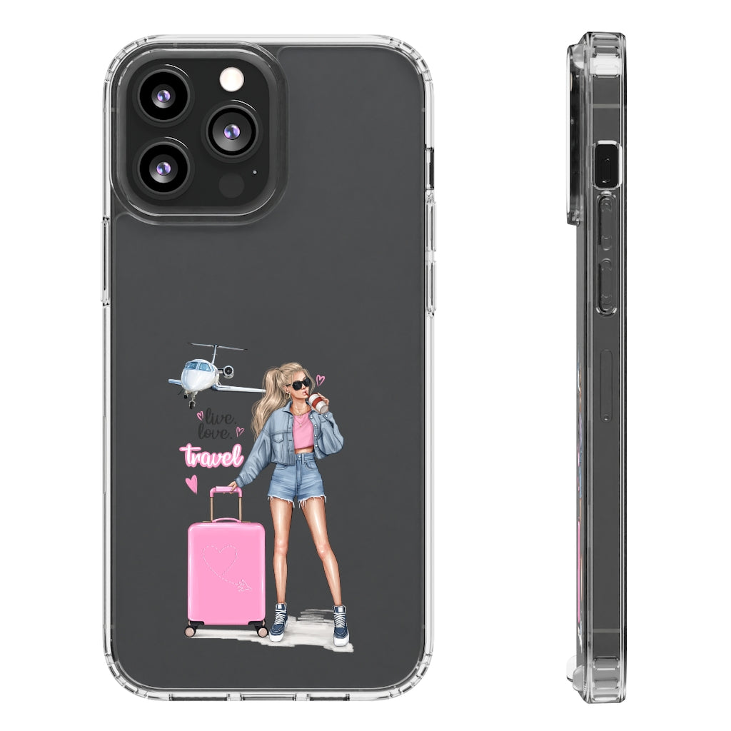 Live Love Travel Blond Hair Clear Case
