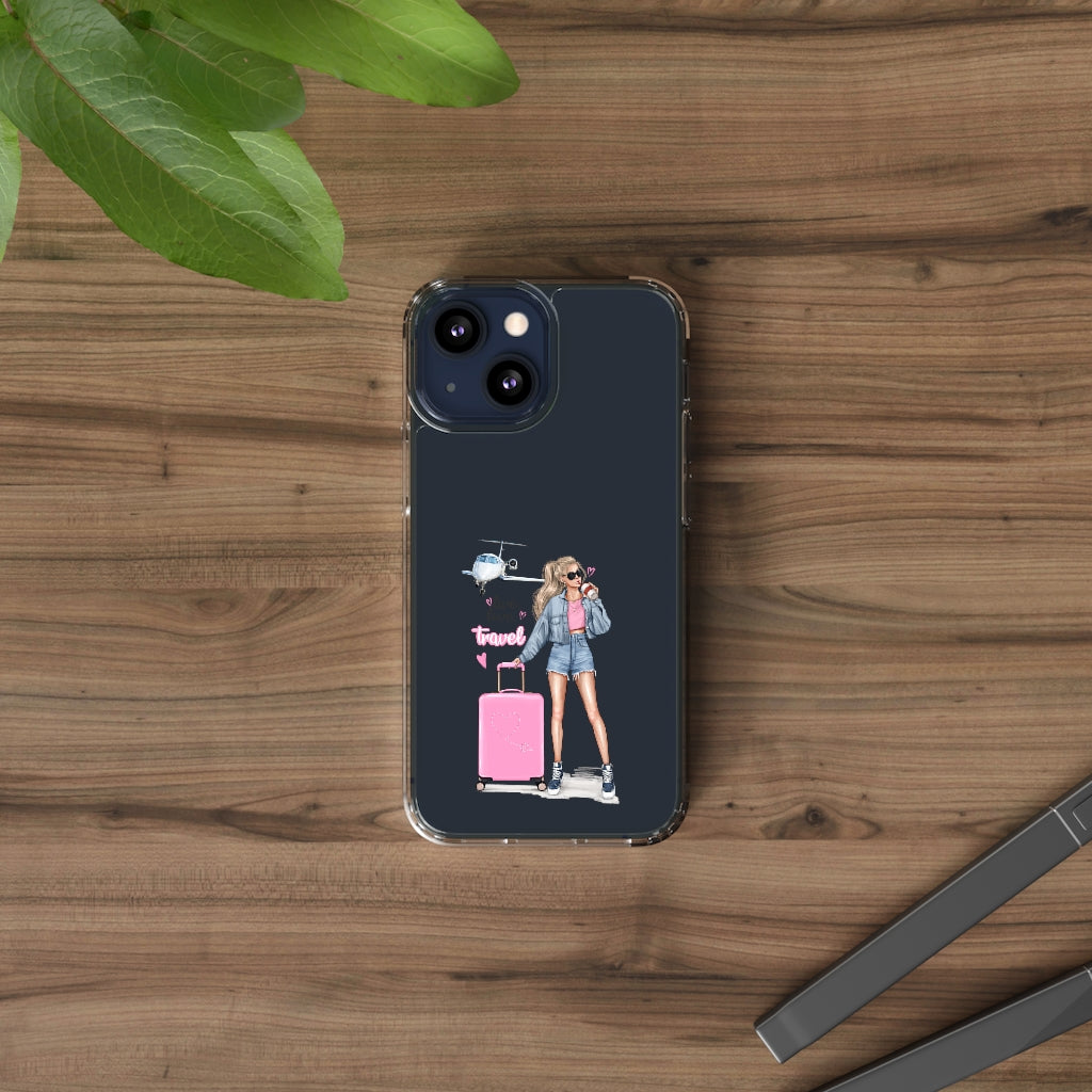 Live Love Travel Blond Hair Clear Case