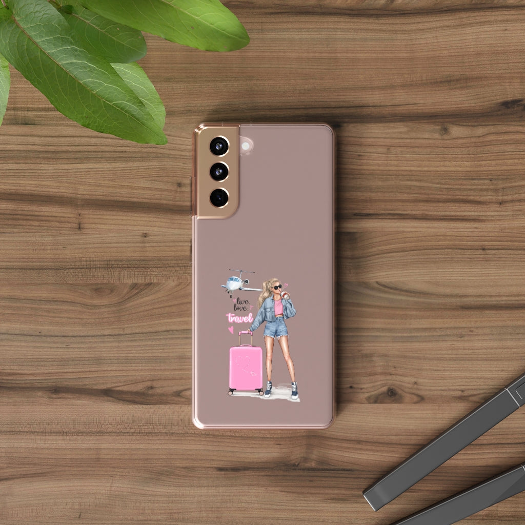 Live Love Travel Blond Hair Clear Case