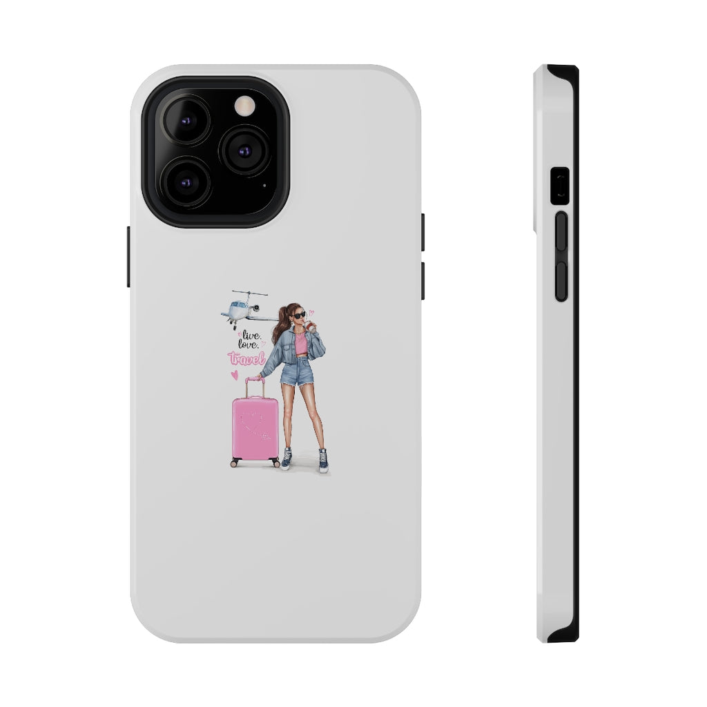 Live Love Travel Vibe Brown Hair Impact-Resistant Cases