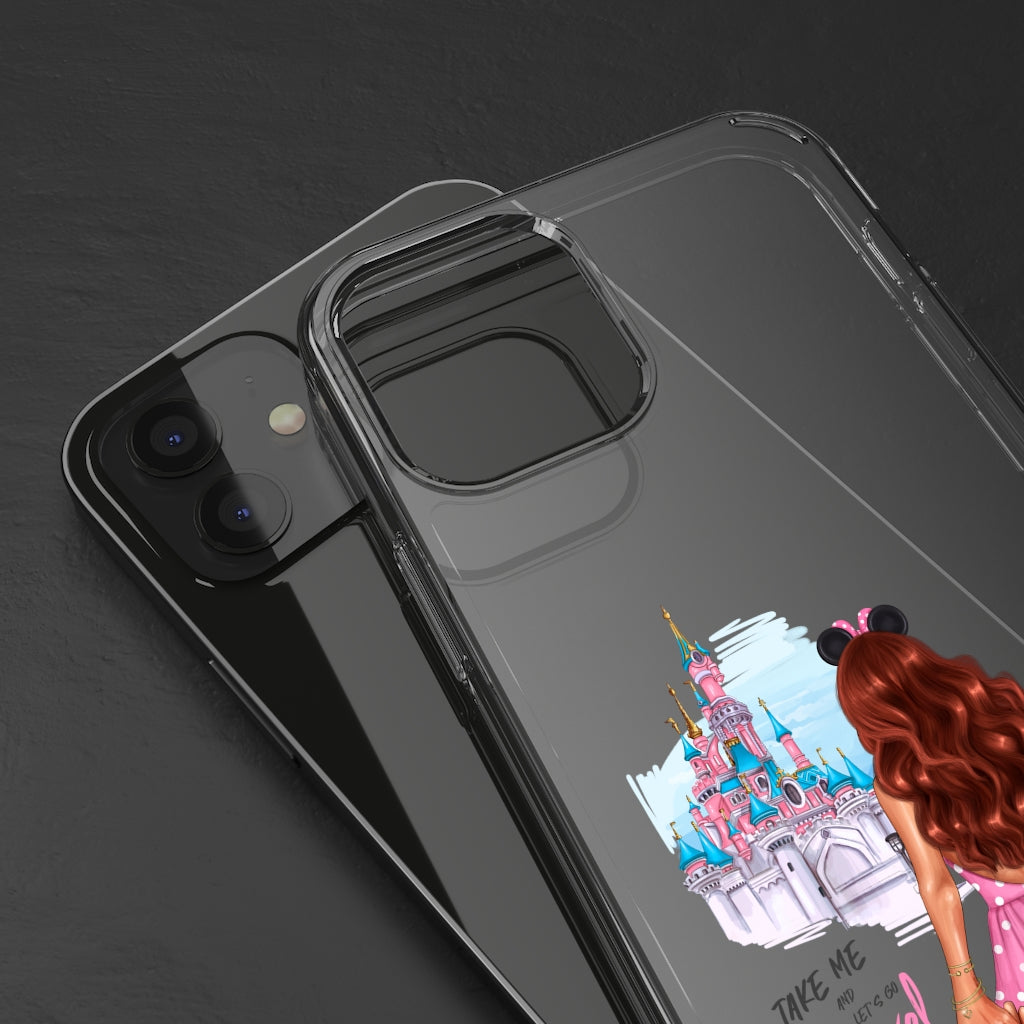 Take me and Let's go Travel Red Hair Clear Case