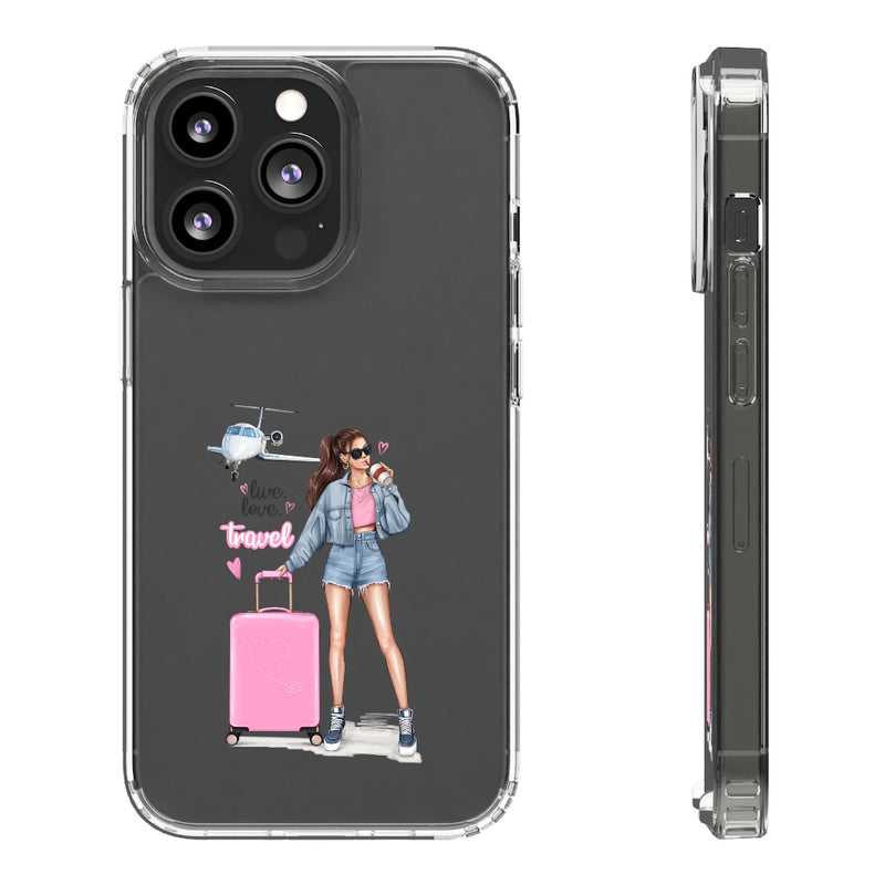 Live Love Travel Brown Hair Clear Case