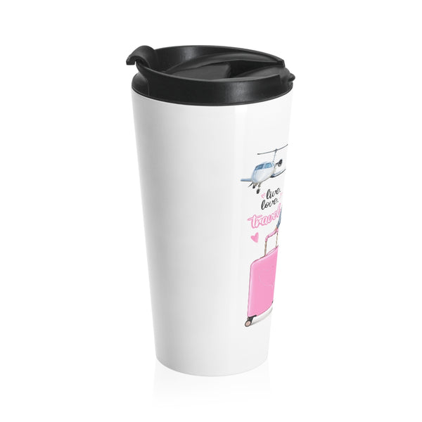 Live Love Travel Blond Hair Stainless Steel Travel Mug