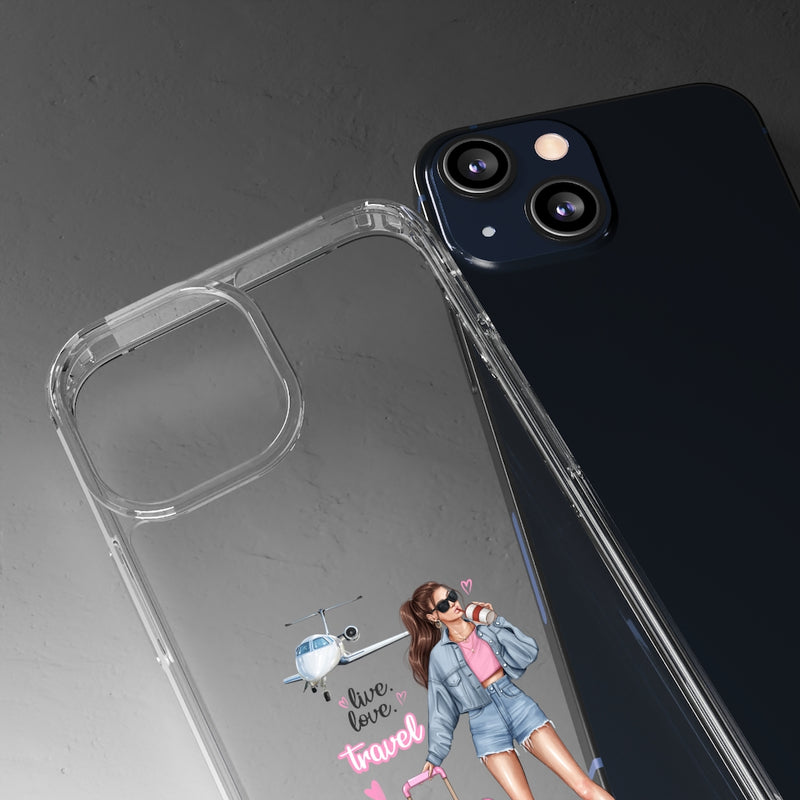 Live Love Travel Brown Hair Clear Case