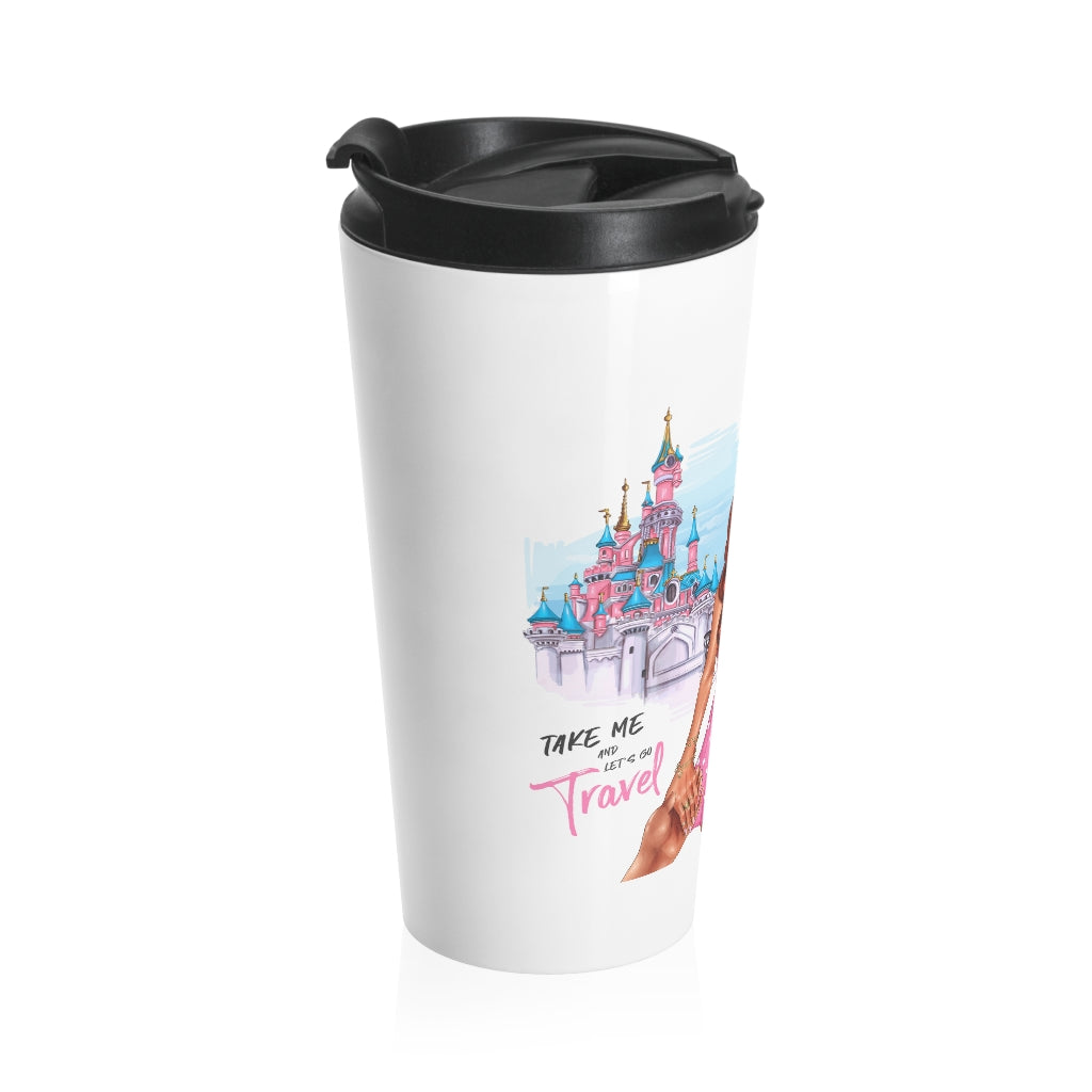 Take me and Let's go Travel Red Hair Stainless Steel Travel Mug