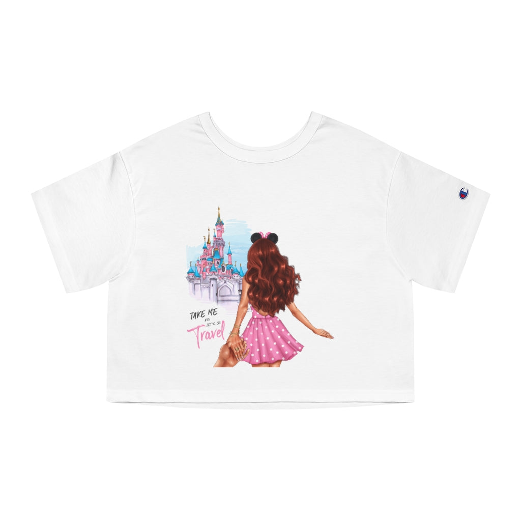 Take me and Let's go Travel Red Hair Women's Cropped T-Shirt