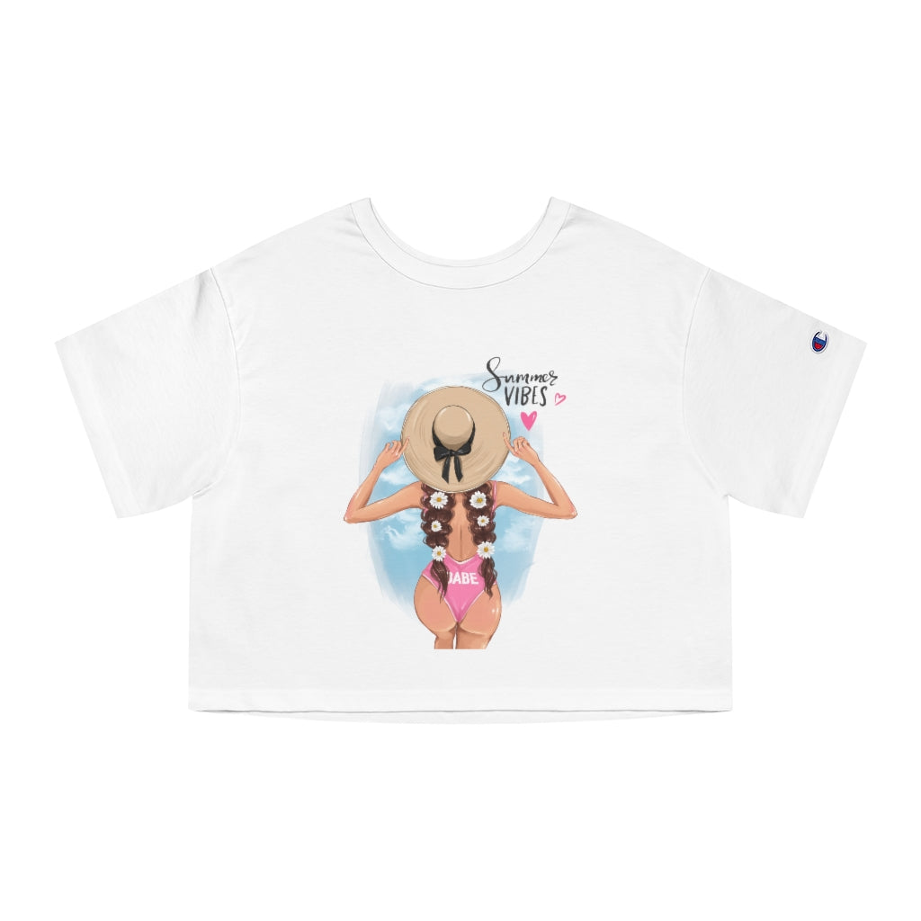 Summer Vibes Brown Hair Women's Cropped T-Shirt