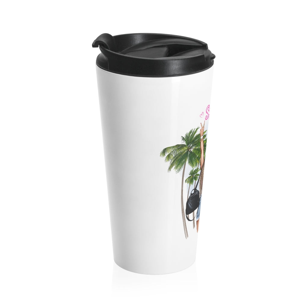 Summer Vibe Blond Hair Stainless Steel Travel Mug