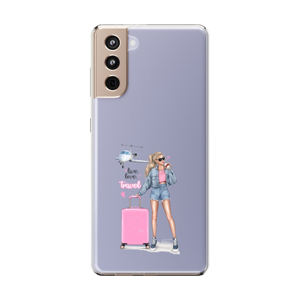 Live Love Travel Blond Hair Clear Case