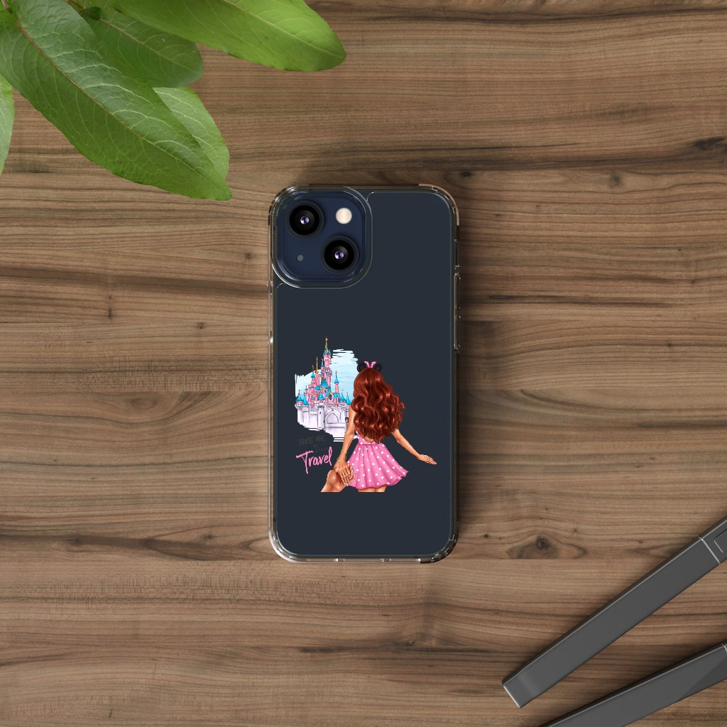 Take me and Let's go Travel Red Hair Clear Case