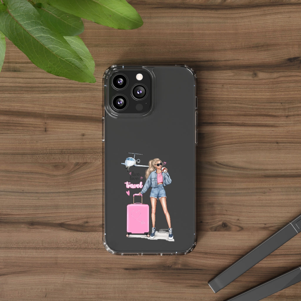 Live Love Travel Blond Hair Clear Case