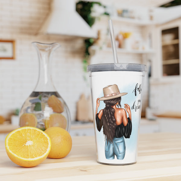 Follow Your Dreams Plastic Tumbler with Straw