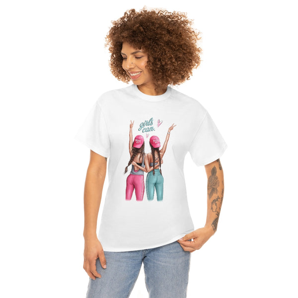 Girls Can Brown Hair Unisex Cotton Tee