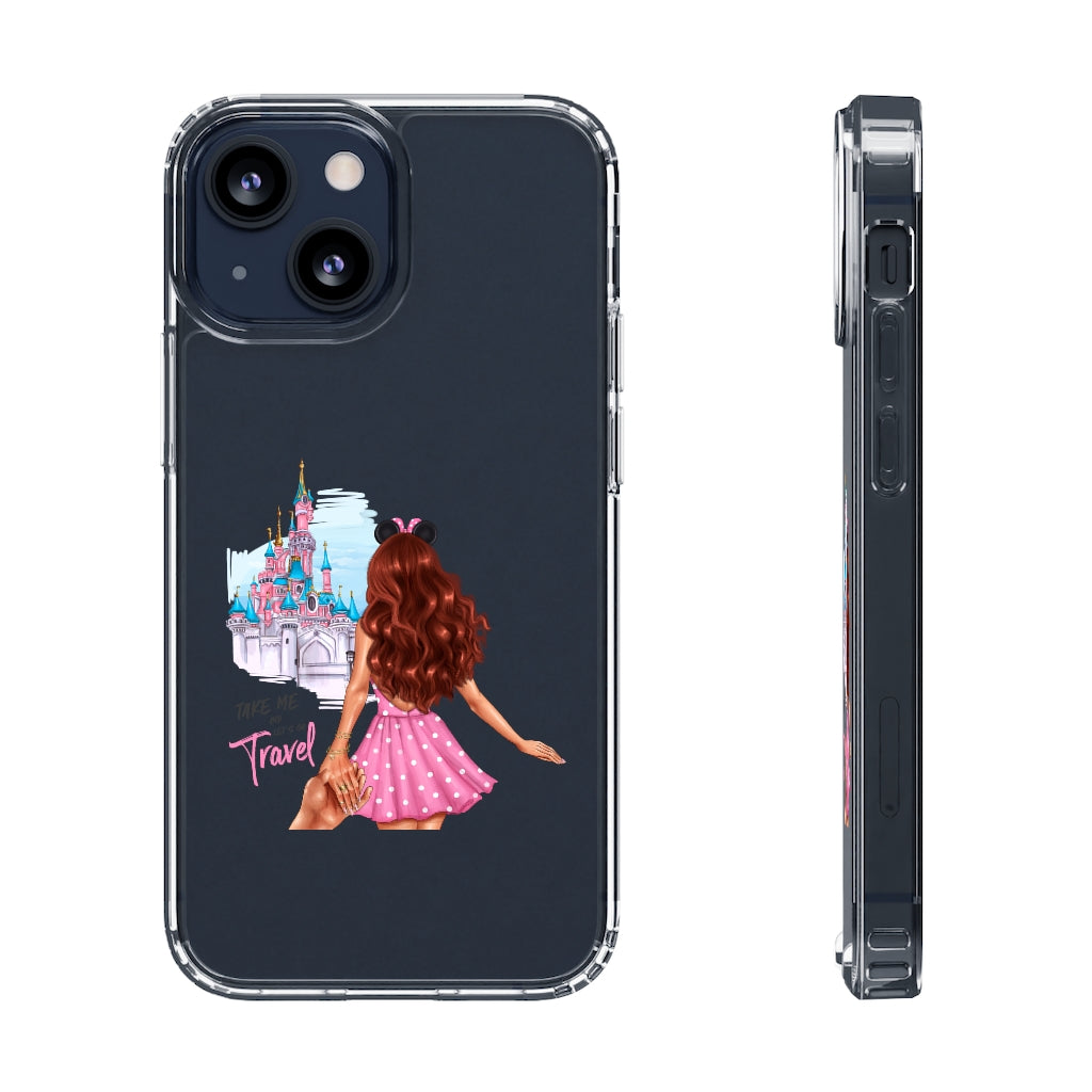 Take me and Let's go Travel Red Hair Clear Case