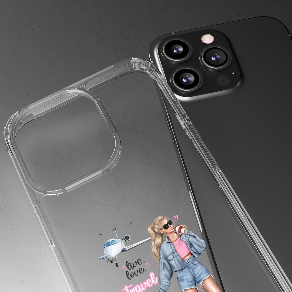 Live Love Travel Blond Hair Clear Case