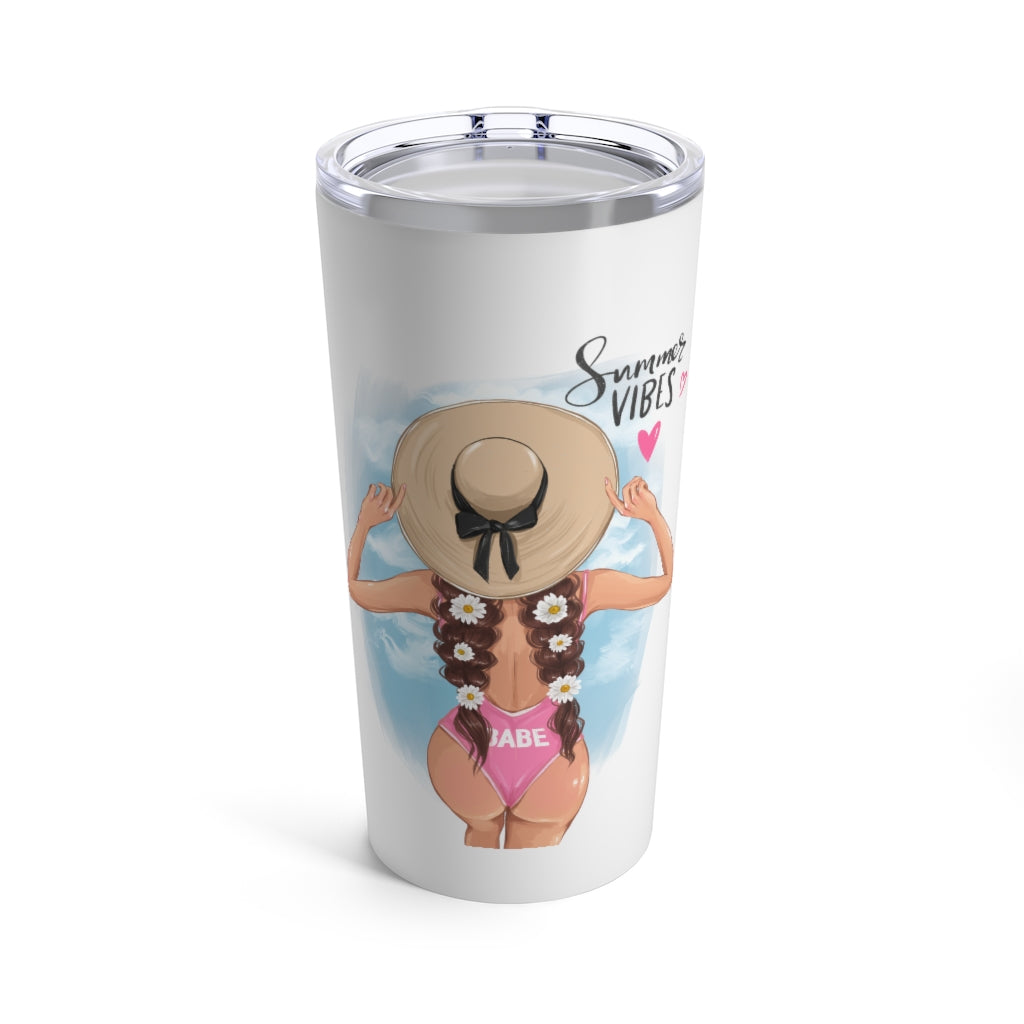 Summer Vibes Brown Hair Tumbler 20oz