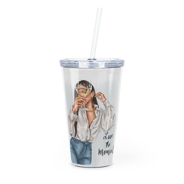 Live the Moment Plastic Tumbler with Straw