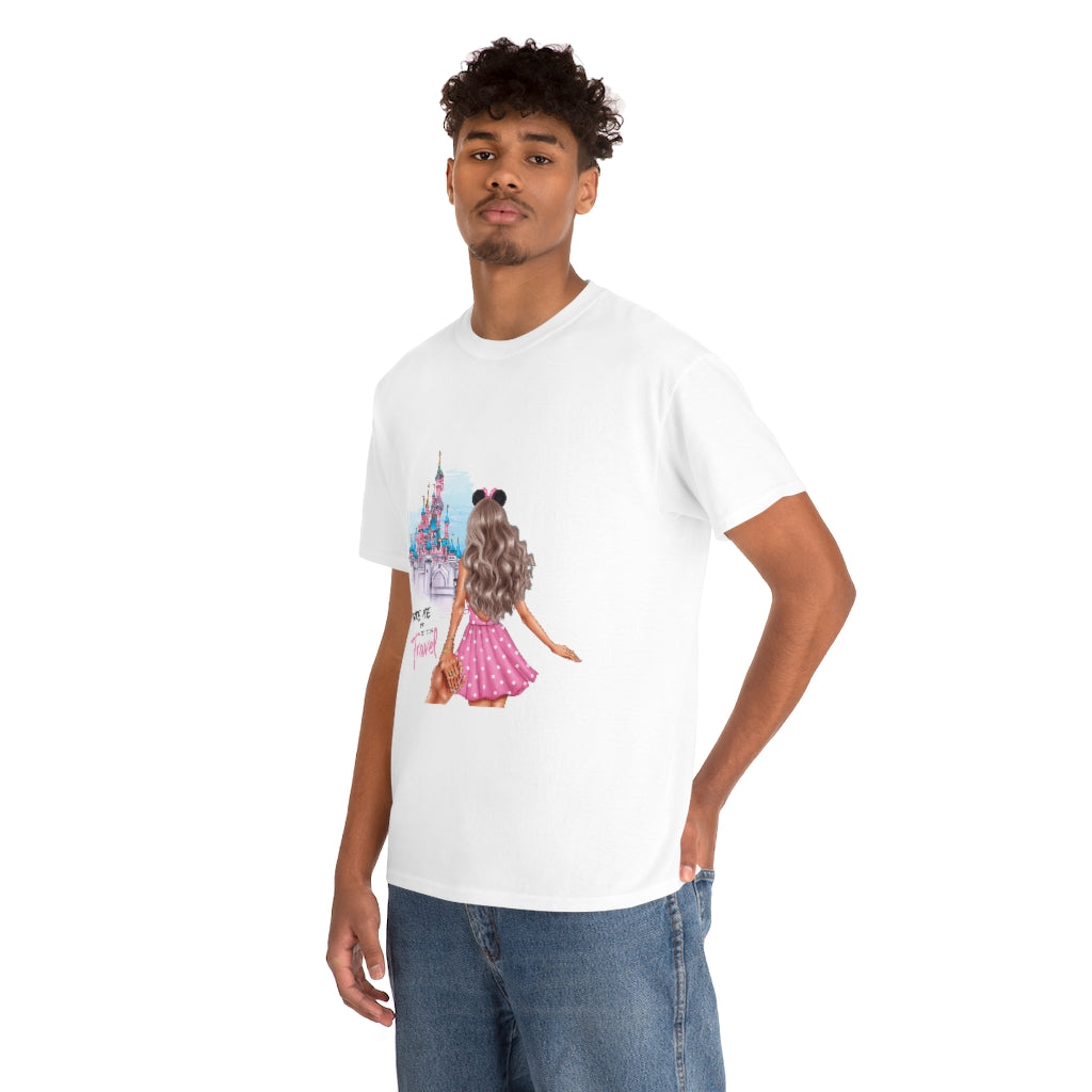 Take me and Let's go Travel Blond Hair Unisex Cotton Tee