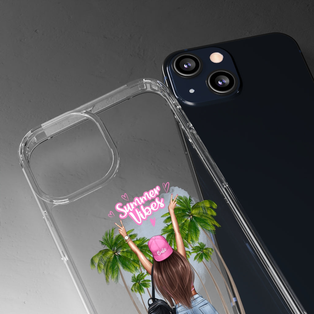 Summer Vibe Brown Hair Clear Case