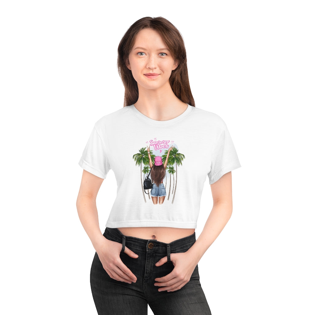 Summer Vibe Brown Hair Crop Tee