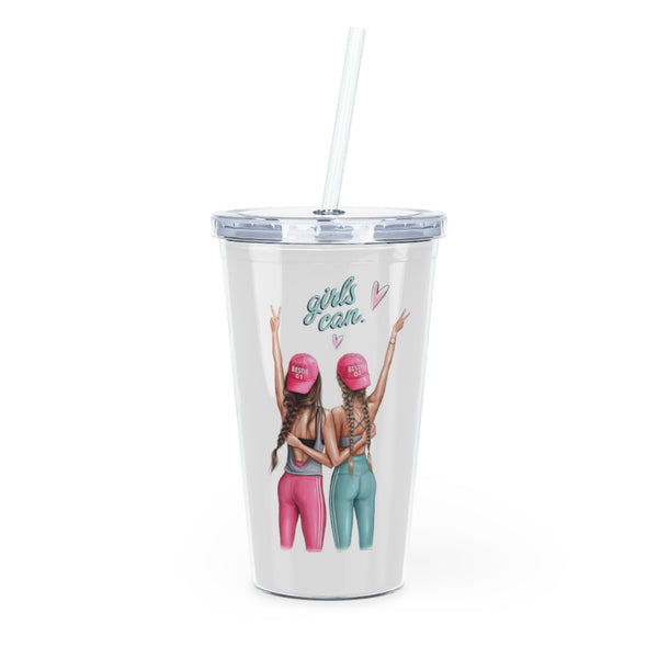 Girls Can Mix Hair Plastic Tumbler with Straw