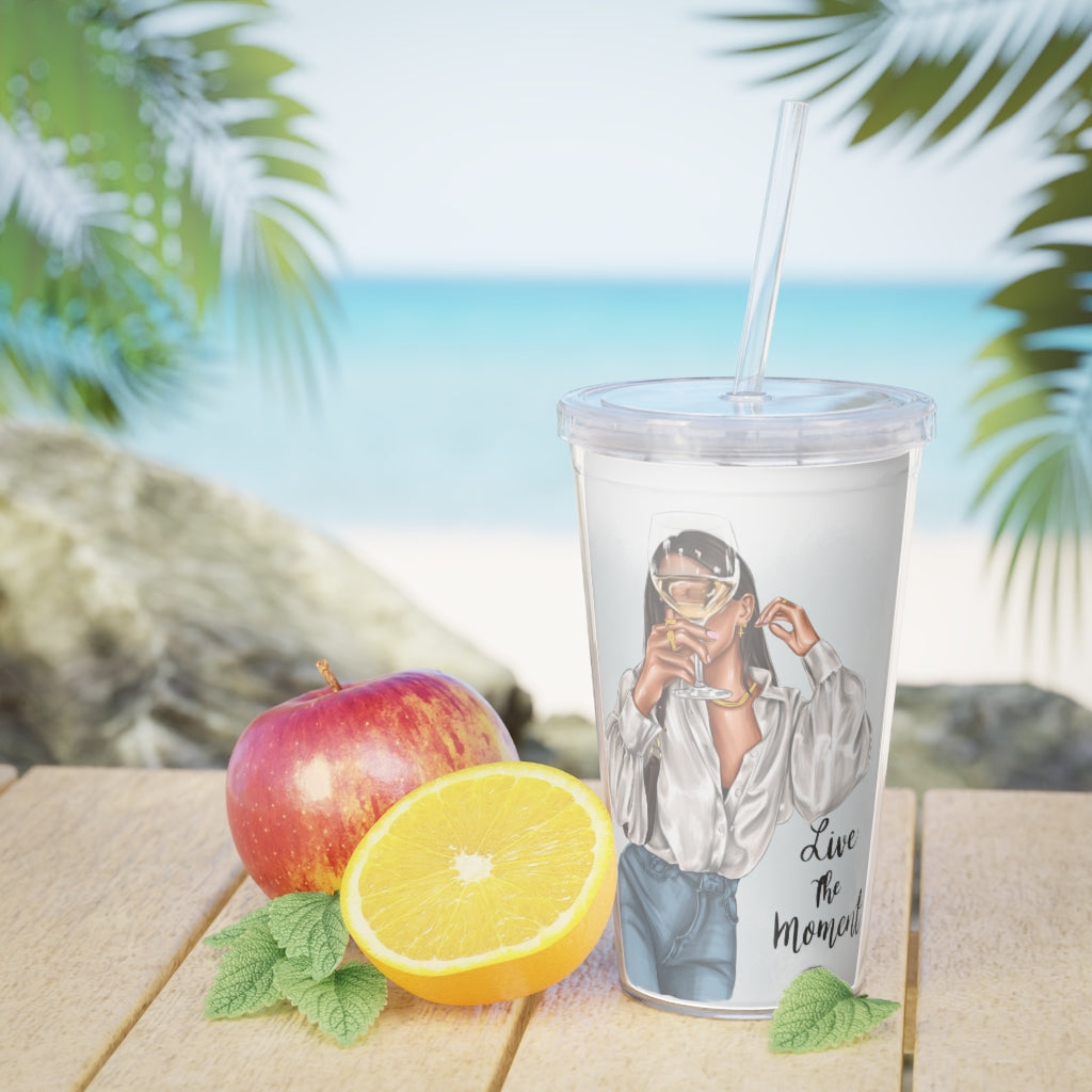 Live the Moment Plastic Tumbler with Straw
