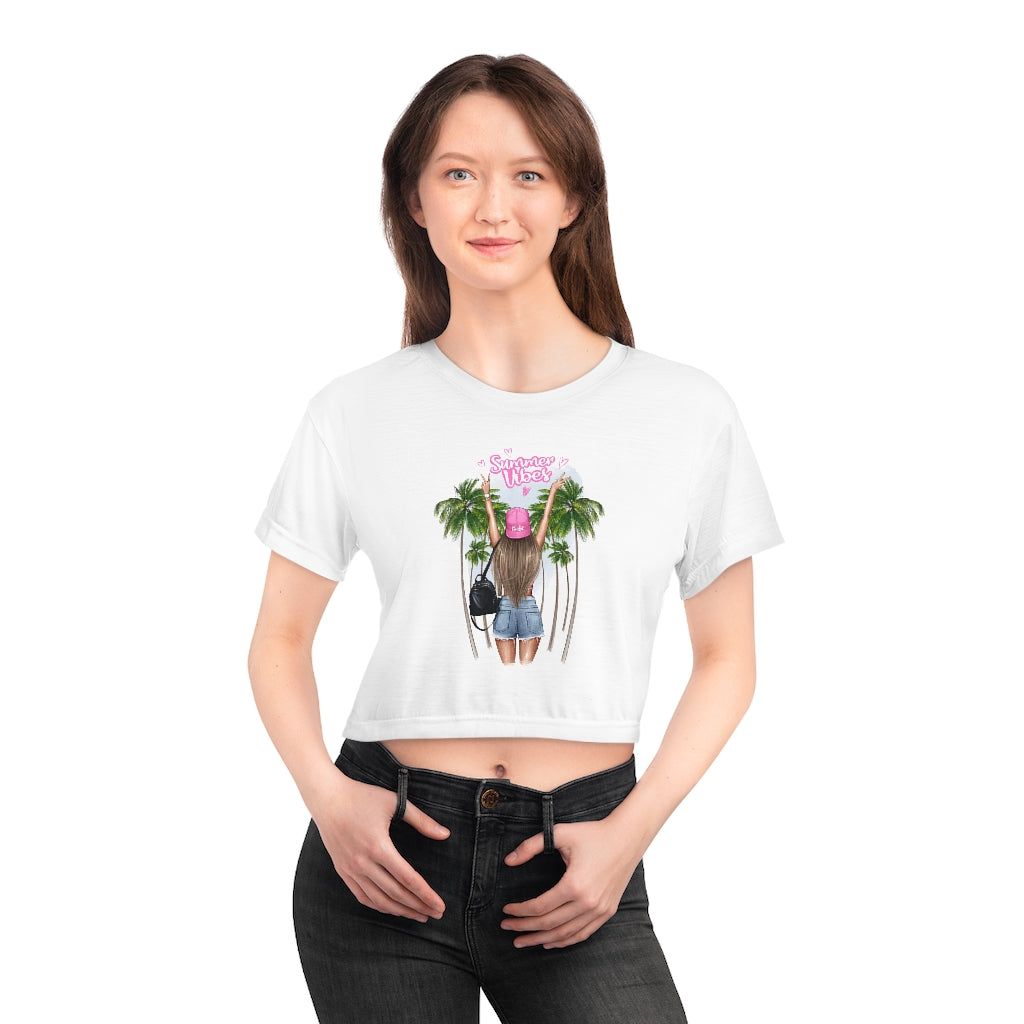 Summer Vibe Blond Hair Crop Tee