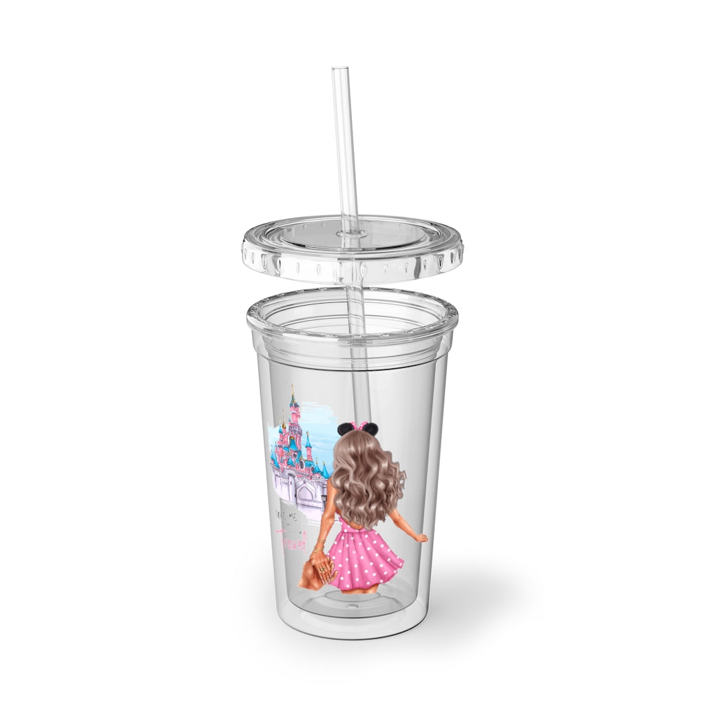 Take me and Let's go Travel Blond Hair Acrylic Cup