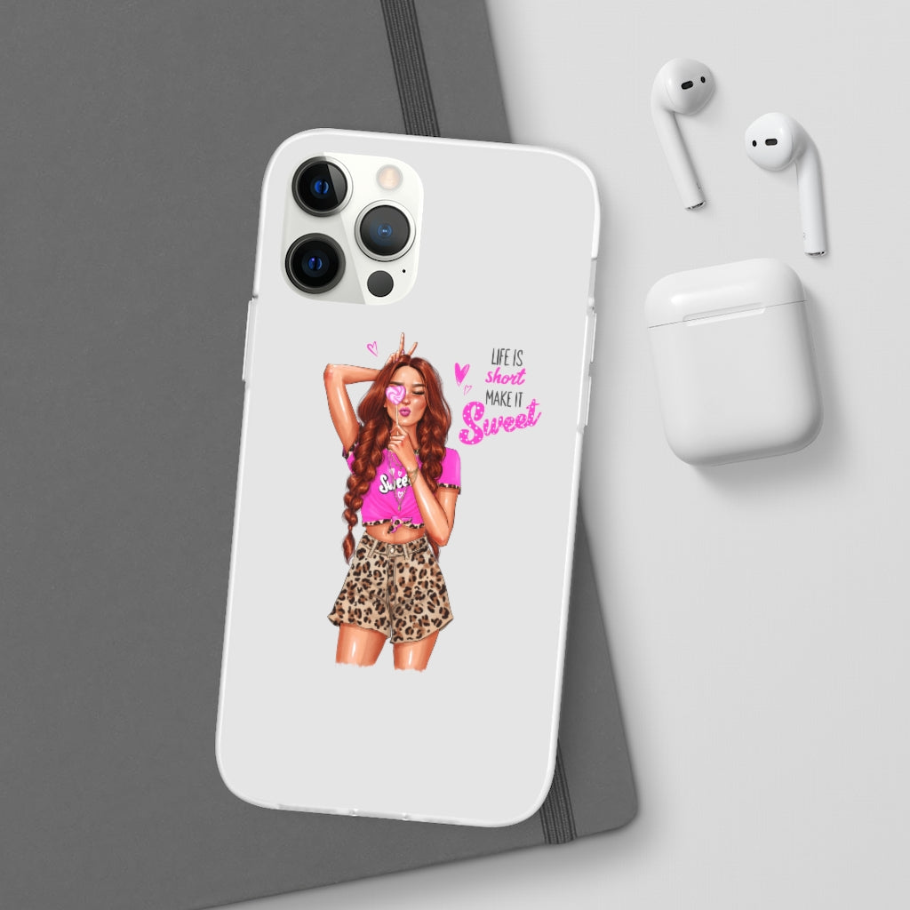 Life is Short Make it Sweet Red Hair Flexi Cases