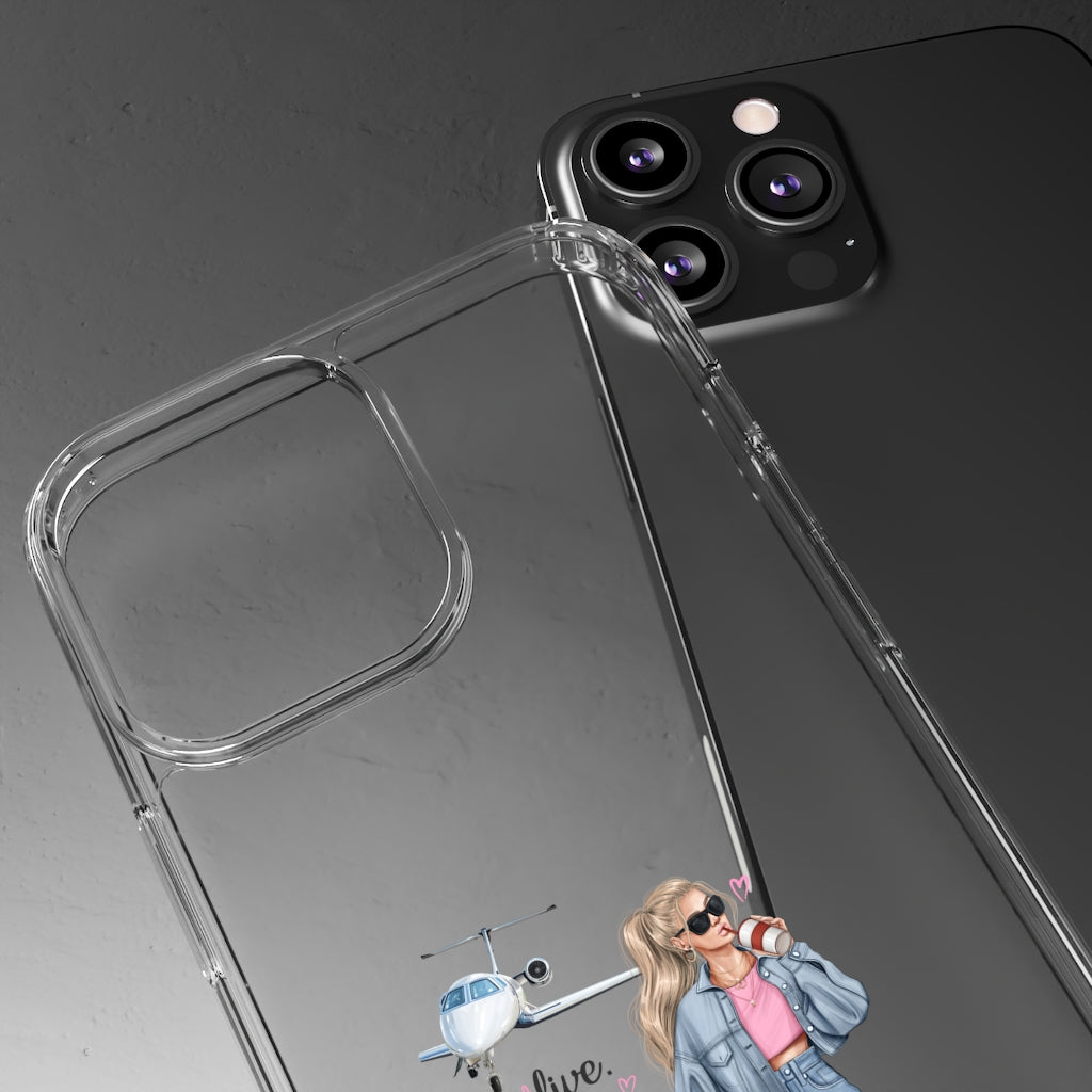 Live Love Travel Blond Hair Clear Case