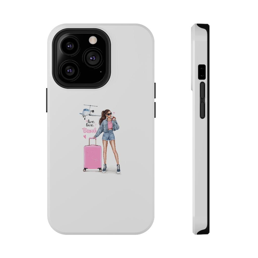 Live Love Travel Vibe Brown Hair Impact-Resistant Cases