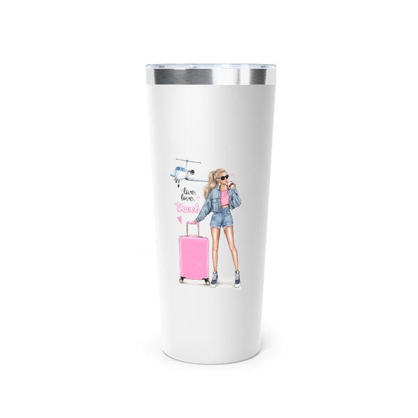 Live Love Travel Blond Hair Copper Vacuum Insulated Tumbler, 22oz