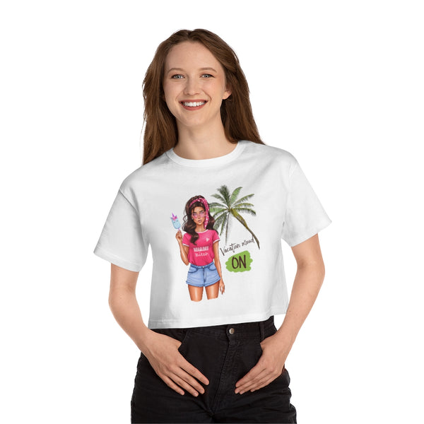 Vacation Mood On  Brown Hair Women's Cropped T-Shirt