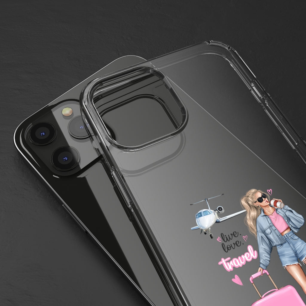 Live Love Travel Blond Hair Clear Case