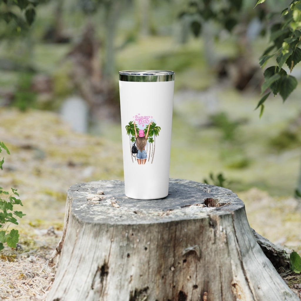 Summer Vibe Blond Hair Copper Vacuum Insulated Tumbler, 22oz